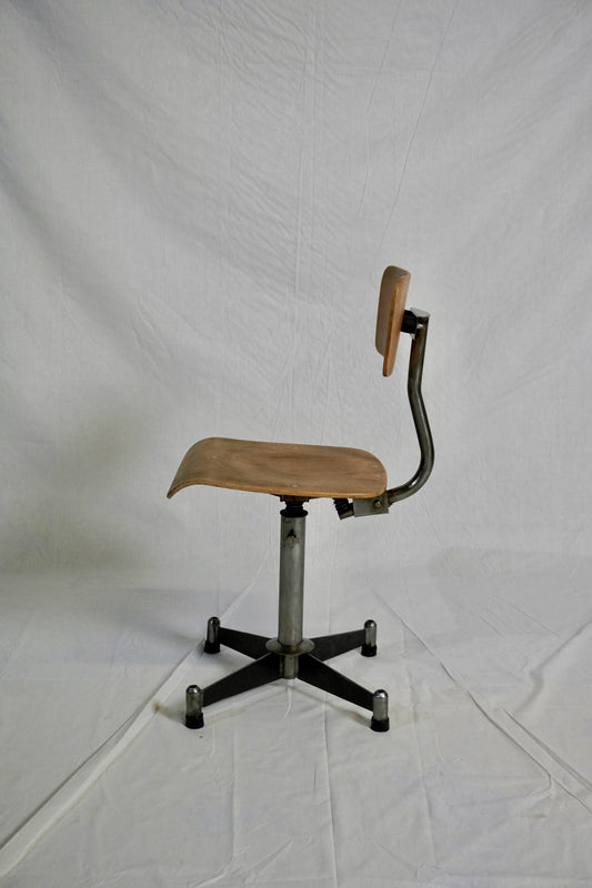 Werkstattstuhl aus Stahl und Holz, 1960er Jahre