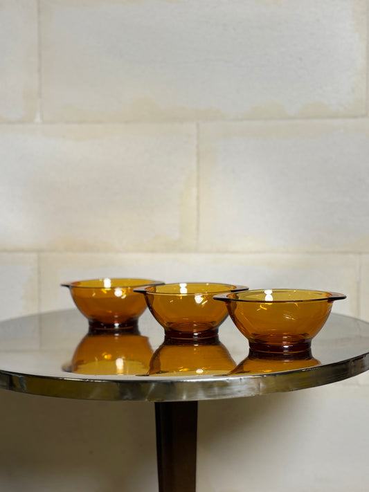 Lot de 3 Bols à Oreilles en Verre Vermeil 51cl – Duralex ⎜ Années 1970