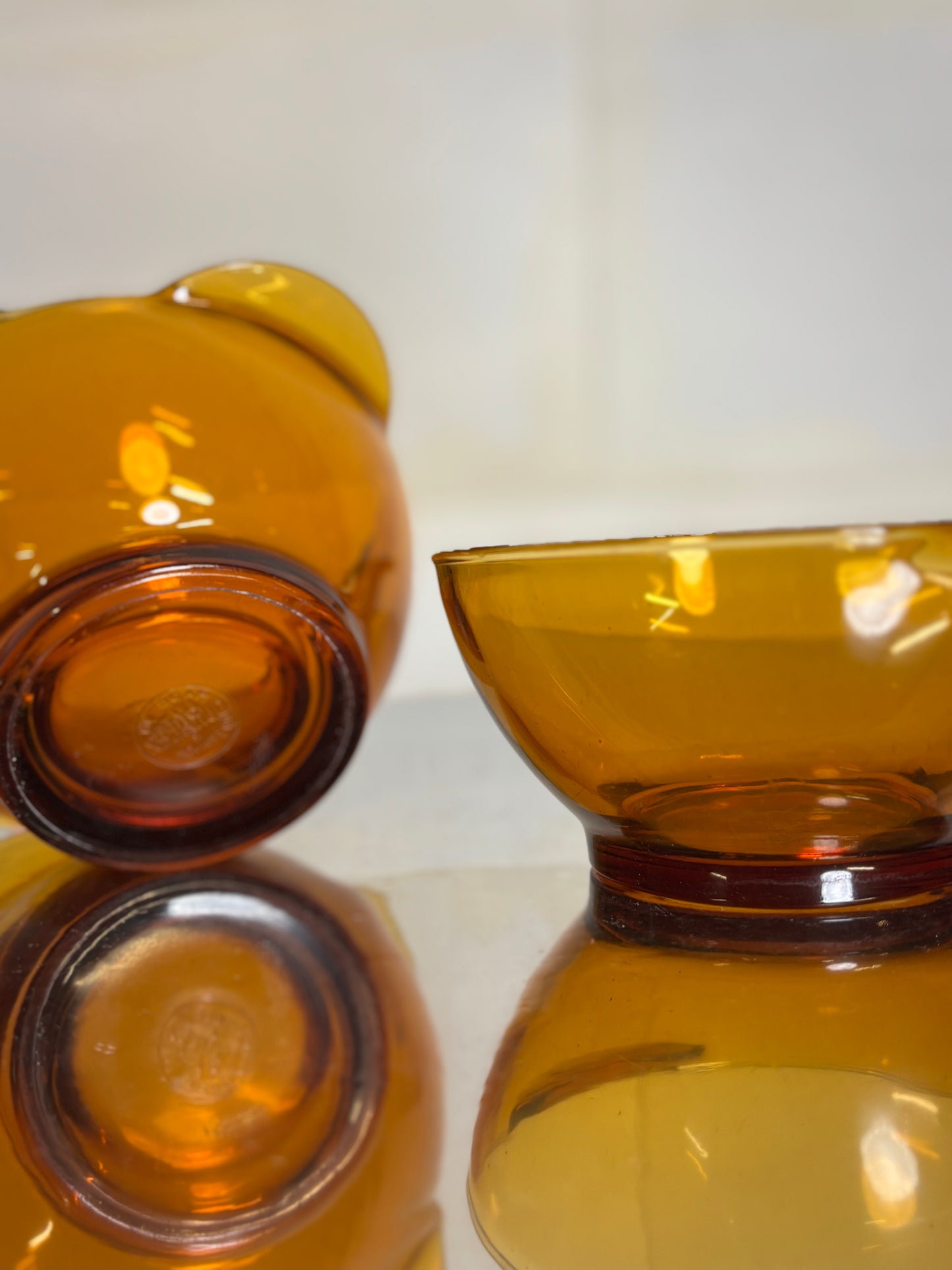 Lot de 3 Bols à Oreilles en Verre Vermeil 51cl – Duralex ⎜ Années 1970