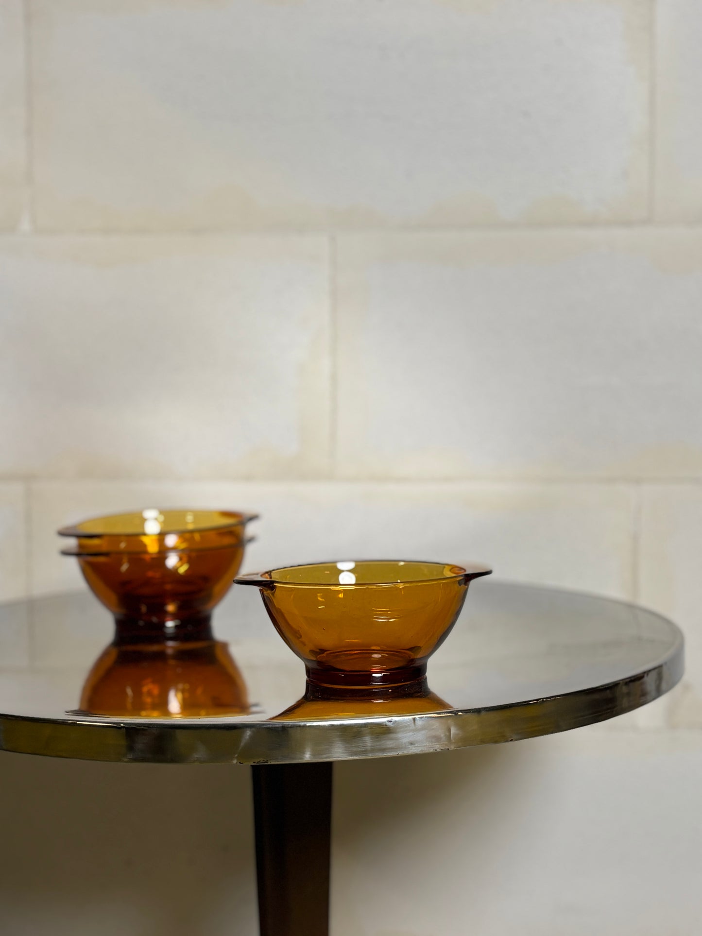Lot de 3 Bols à Oreilles en Verre Vermeil 51cl – Duralex ⎜ Années 1970