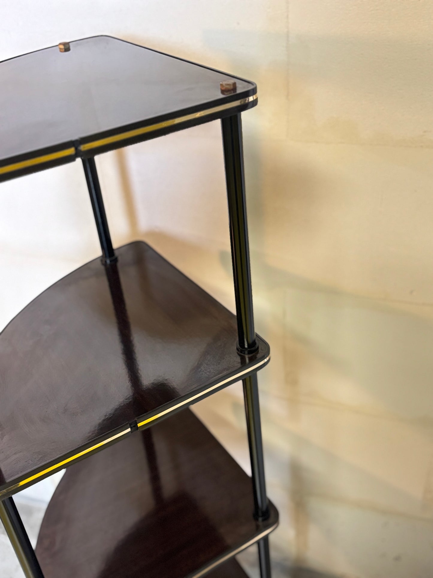 Étagère d’angle vintage en formica noir I Années 60/70