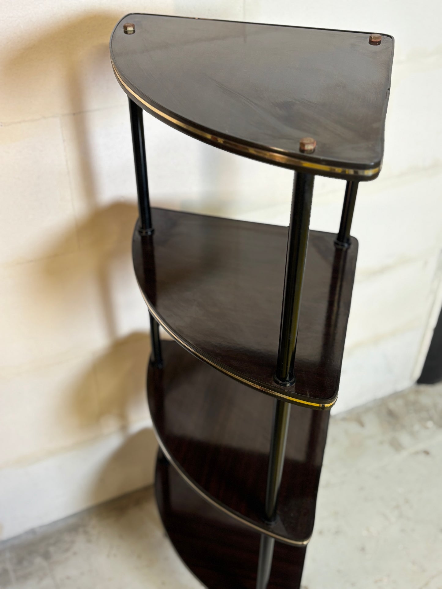 Étagère d’angle vintage en formica noir I Années 60/70