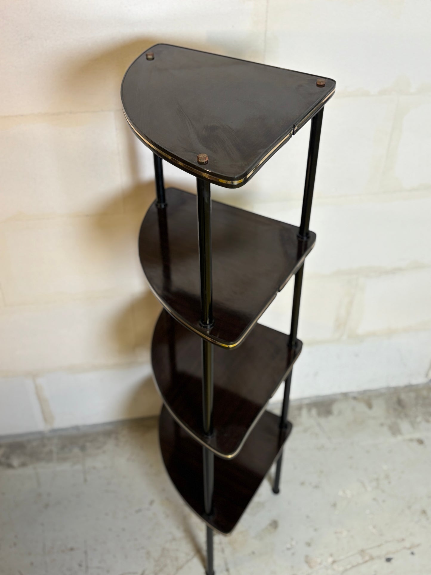 Étagère d’angle vintage en formica noir I Années 60/70
