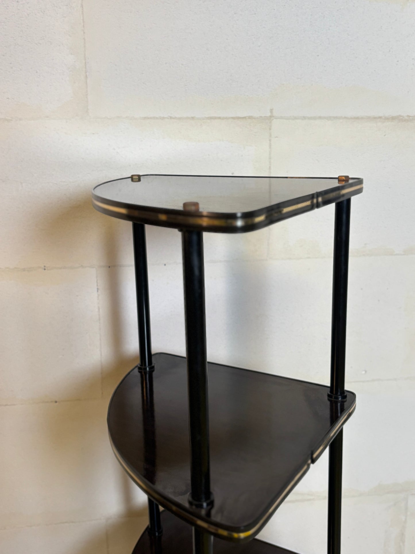 Étagère d’angle vintage en formica noir I Années 60/70