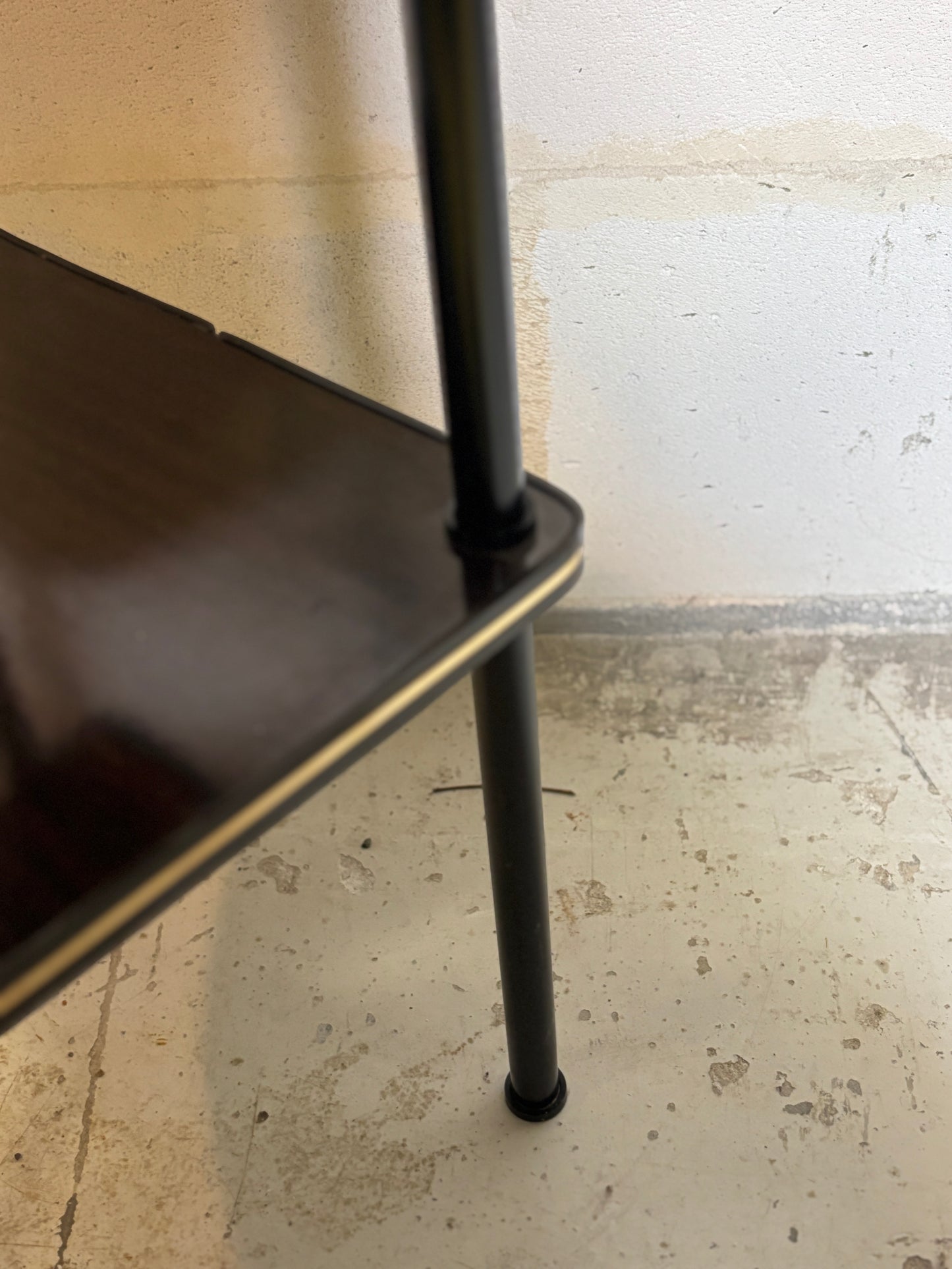 Étagère d’angle vintage en formica noir I Années 60/70
