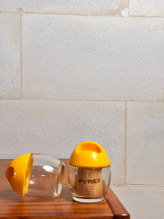 Lot de 2 Cuiseurs à œuf vintage – Pyrex transparent ⎜ années 1960/70