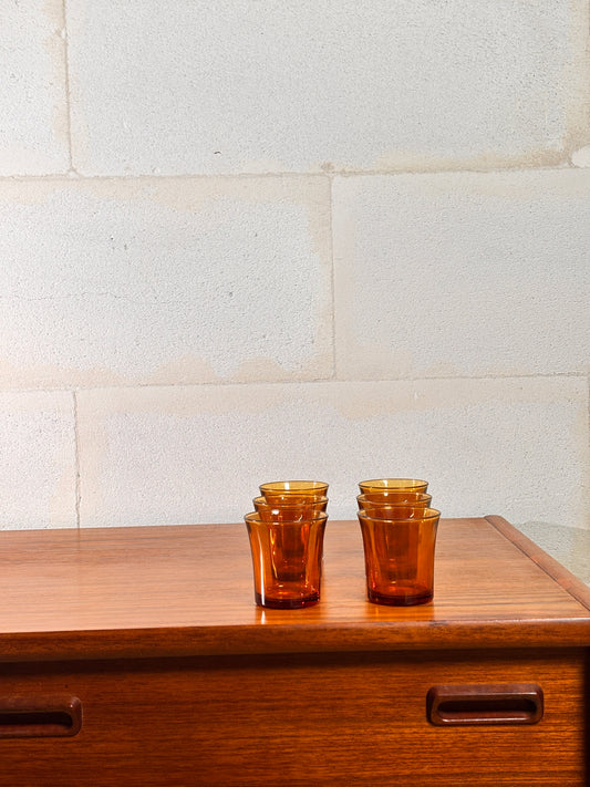 Lot de 6 Verres Duralex Orange ⎜ Années 1970