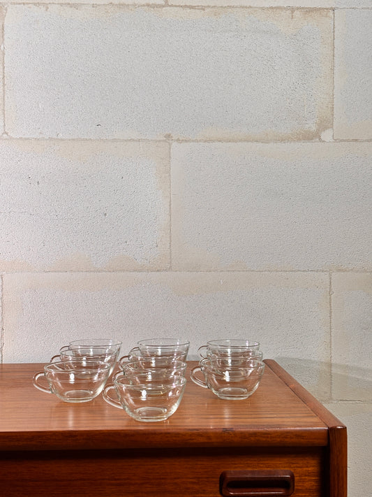 Lot de 10 Tasses à Café Duralex Transparent ⎜ Années 1970
