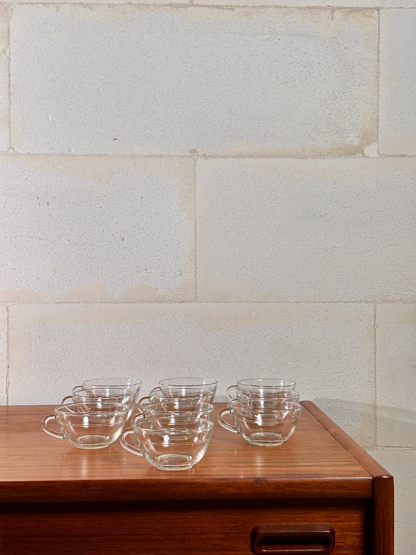Lot de 10 Tasses à Café Duralex Transparent ⎜ Années 1970