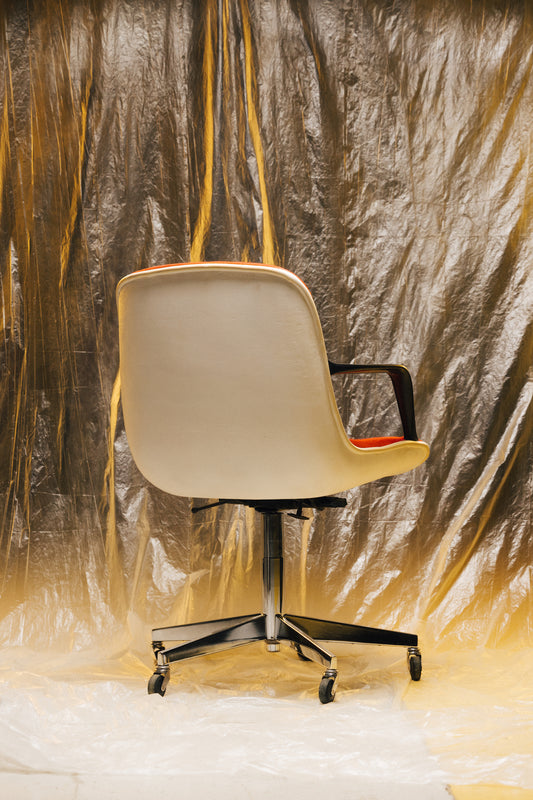 Steelcase x Strafor Sessel in rotem Stoff und verstellbar ⎜ 70er