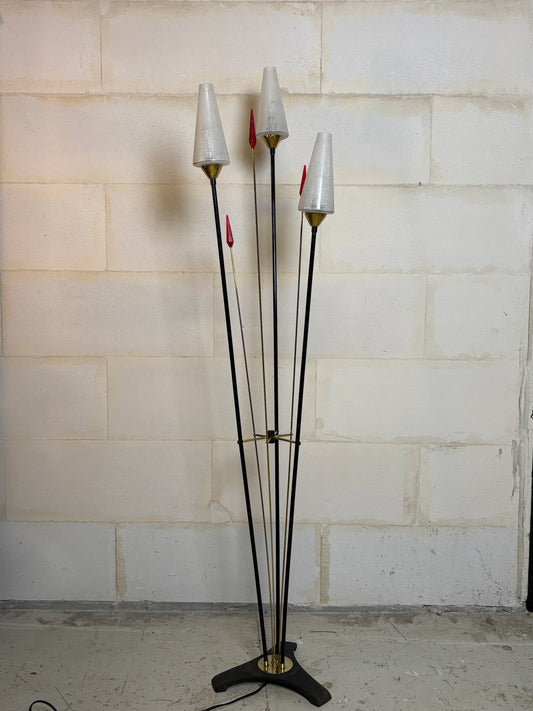 Lampe roseaux vintage à 3 feux I Années 1950-60