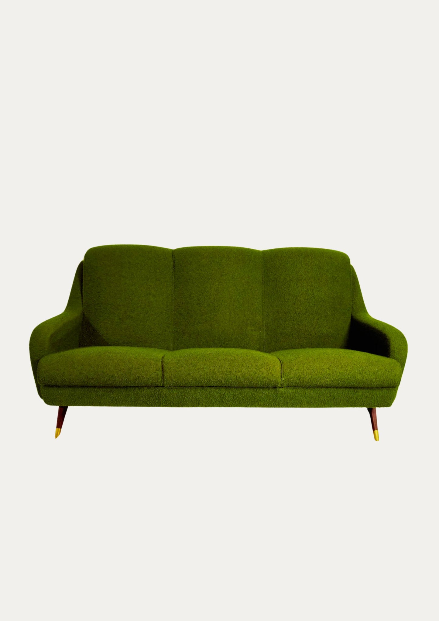 Canapé 3 places tissu bouclé vert édité par Erton ⎜ années 1960