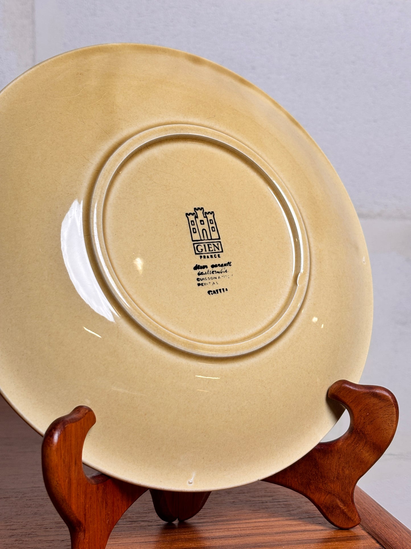 Ensemble de 16 Assiettes Plates en Céramique Motif Gallia de la Manufacture de Giens ⎥ années 1960