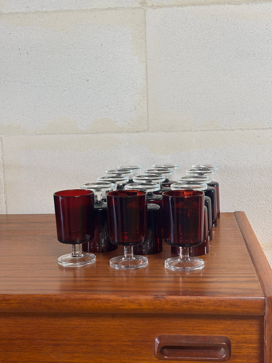 Lot ensemble verres à pied Luminarc rouge ⎜ années 1970