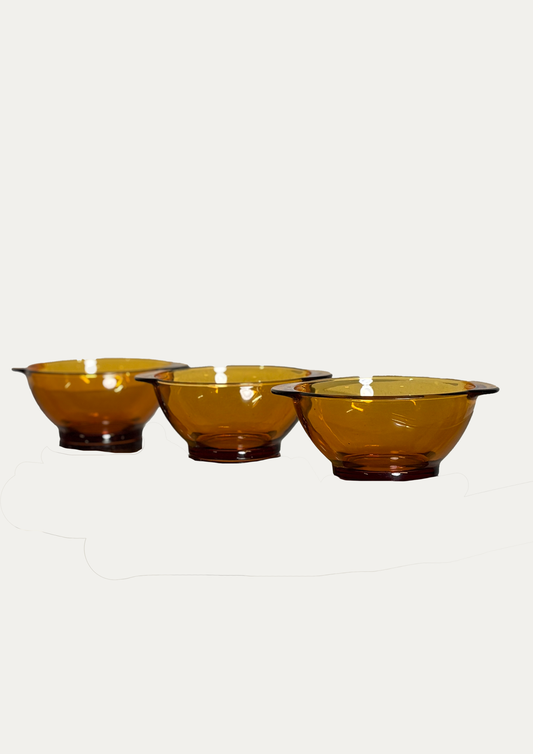 Lot de 3 Bols à Oreilles en Verre Vermeil 51cl – Duralex ⎜ Années 1970