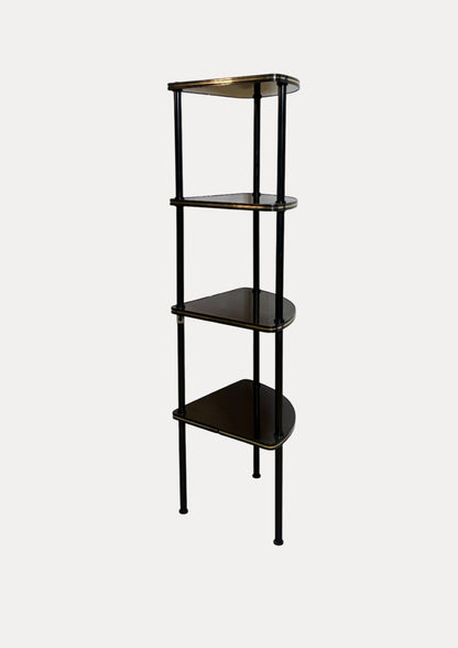 Étagère d’angle vintage en formica noir I Années 60/70