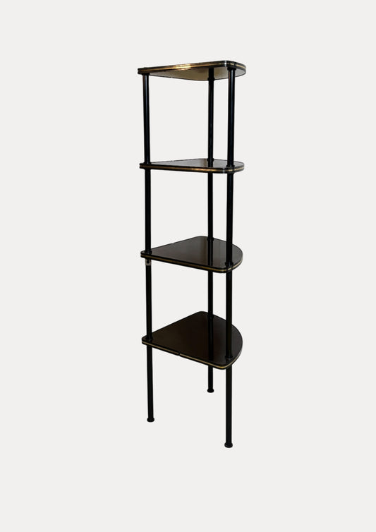 Étagère d’angle vintage en formica noir I Années 60/70