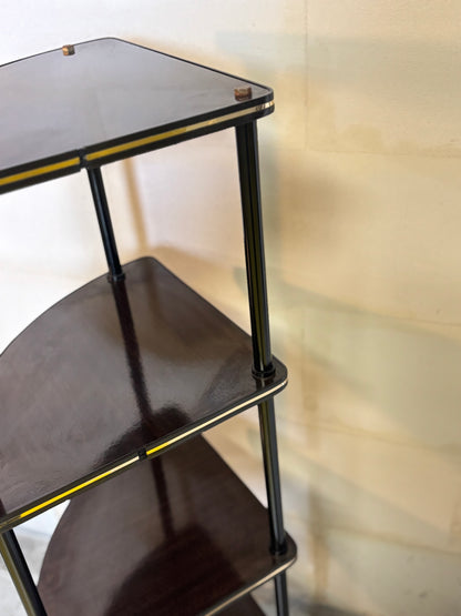 Étagère d’angle vintage en formica noir I Années 60/70