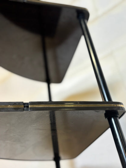 Étagère d’angle vintage en formica noir I Années 60/70