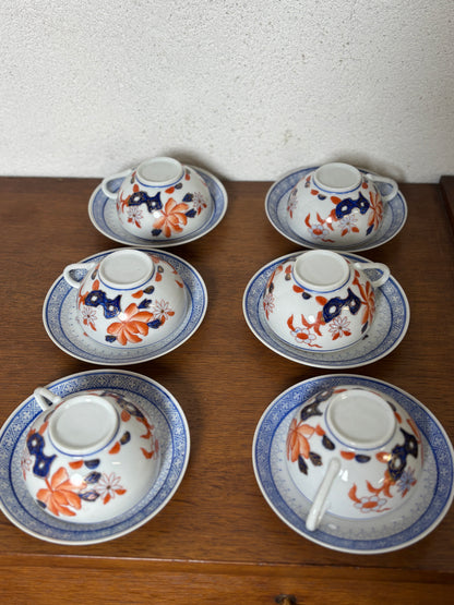 Lot 6 tasses et sous tasses porcelaine chinoise