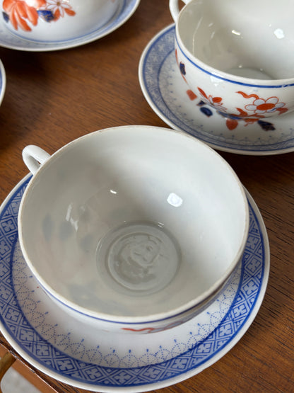 Lot 6 tasses et sous tasses porcelaine chinoise