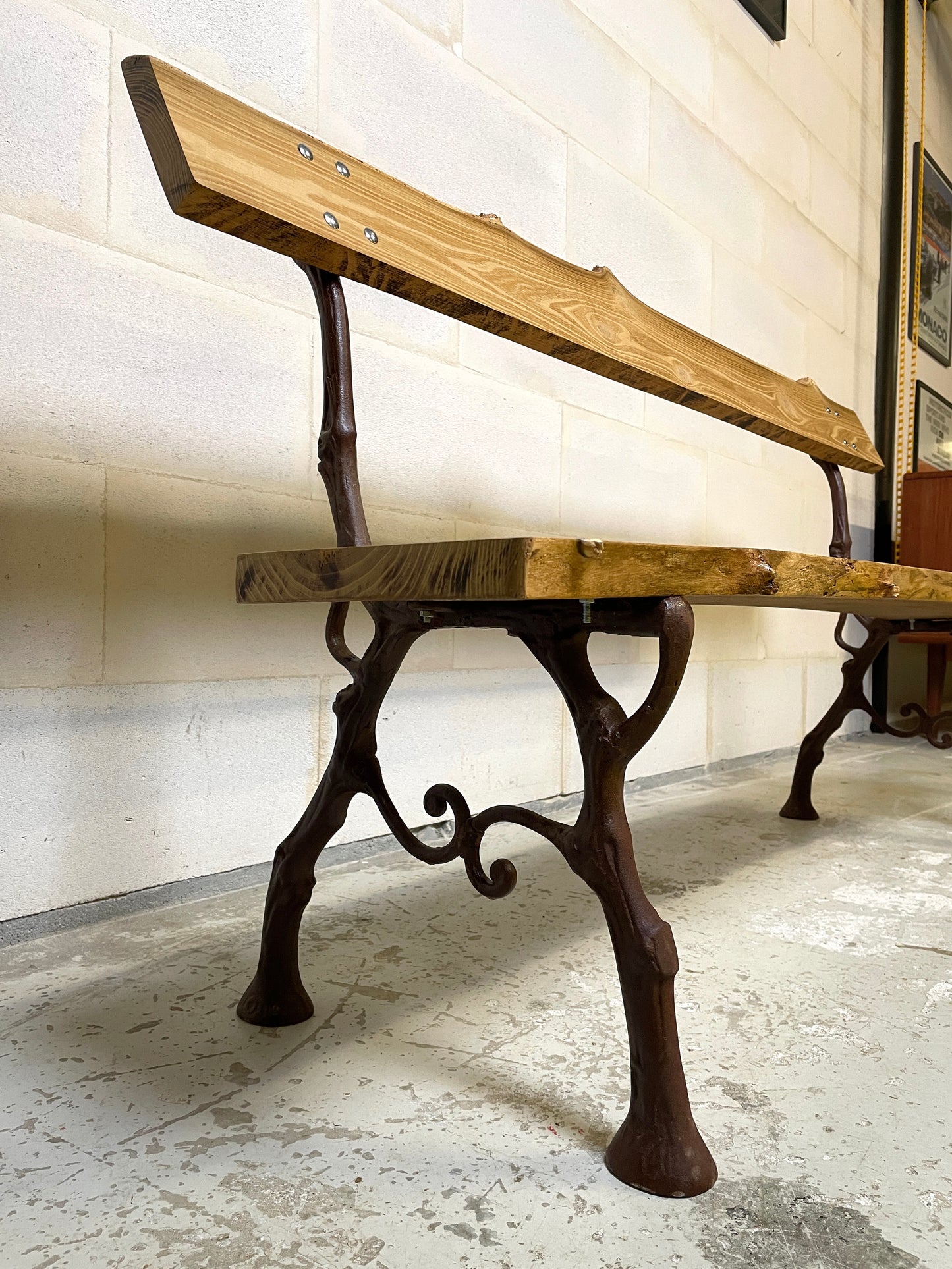 Rare Bench Signed Corneau Frères in Charleville Fully Restored to Original Condition with Rot-Proof Acacia Top ⎜ 1870s