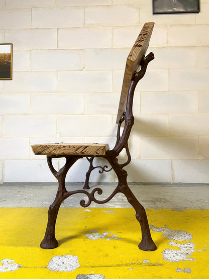 Rare Bench Signed Corneau Frères in Charleville Fully Restored to Original Condition with Rot-Proof Acacia Top ⎜ 1870s