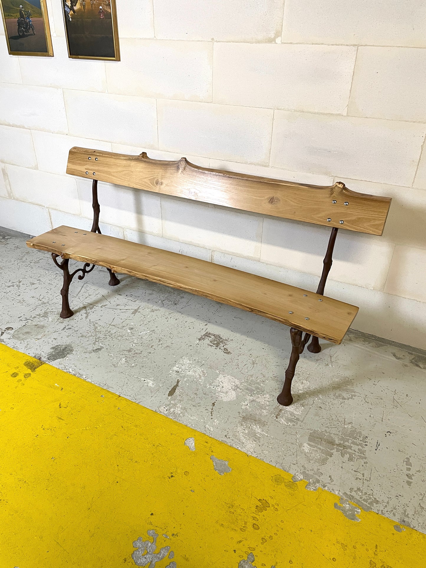 Rare Bench Signed Corneau Frères in Charleville Fully Restored to Original Condition with Rot-Proof Acacia Top ⎜ 1870s