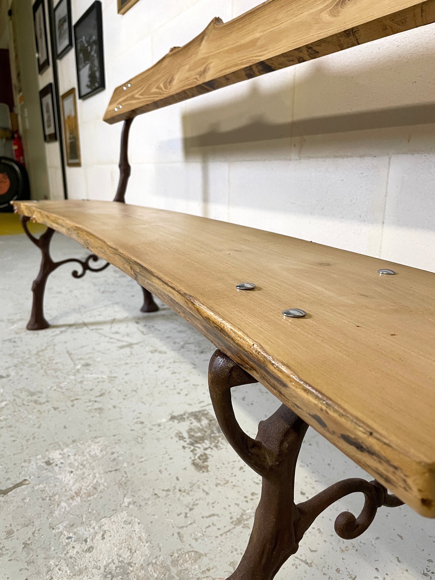 Rare Bench Signed Corneau Frères in Charleville Fully Restored to Original Condition with Rot-Proof Acacia Top ⎜ 1870s