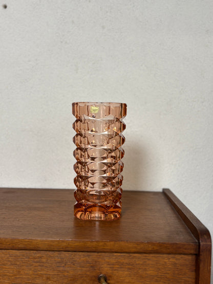 Seltene Vase, rosa, 4-seitig, von JG Durand für LUMINARC ⎜ 1970er Jahre