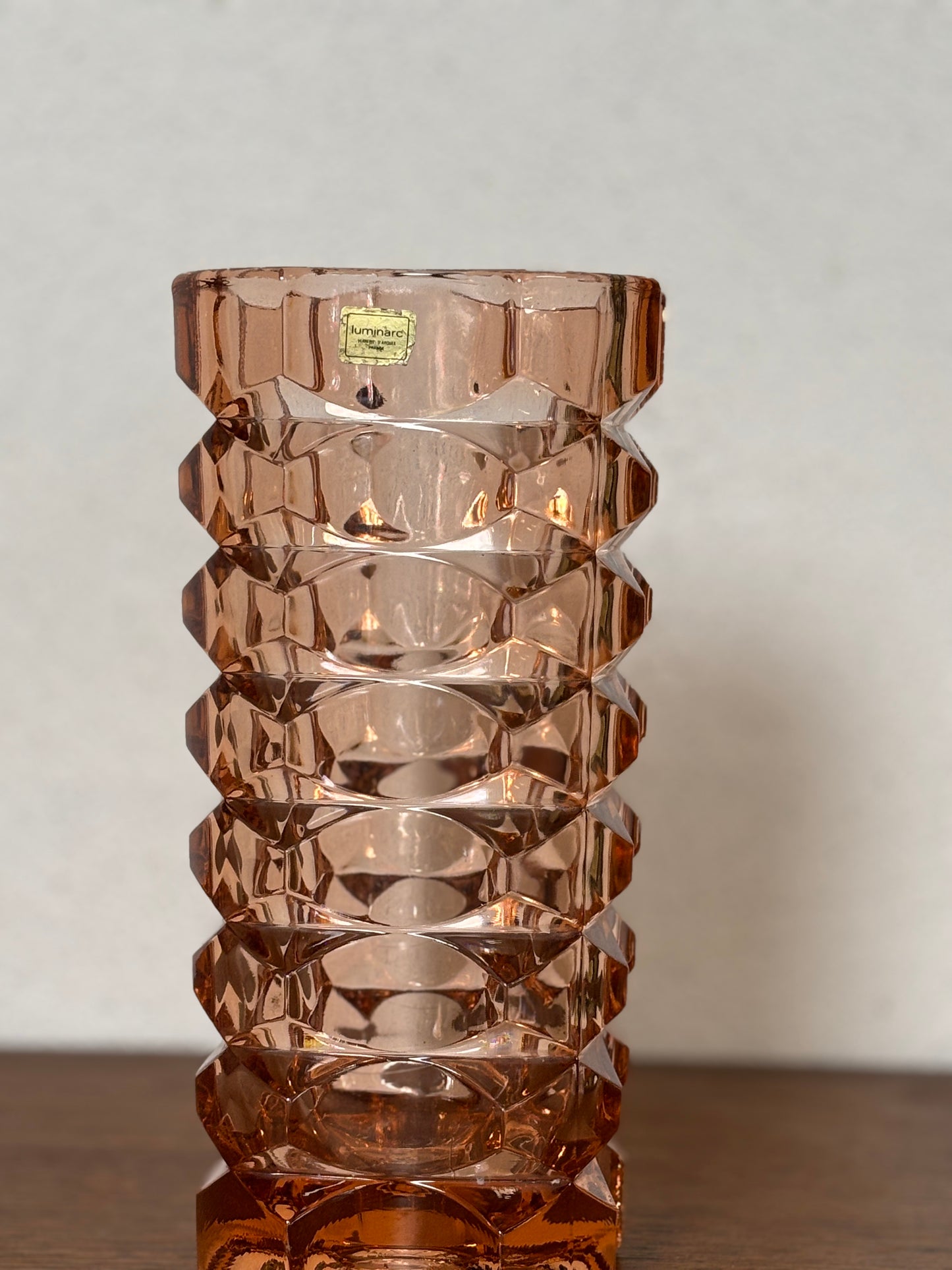Seltene Vase, rosa, 4-seitig, von JG Durand für LUMINARC ⎜ 1970er Jahre