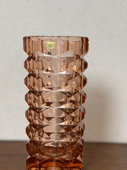 Seltene Vase, rosa, 4-seitig, von JG Durand für LUMINARC ⎜ 1970er Jahre