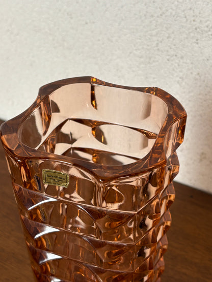 Seltene Vase, rosa, 4-seitig, von JG Durand für LUMINARC ⎜ 1970er Jahre