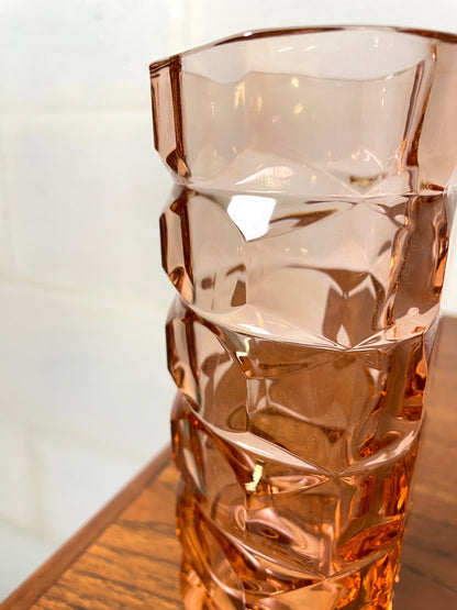 Rare Pink 3-sided Decline Vase by JG Durand for LUMINARC ⎜ 1970s