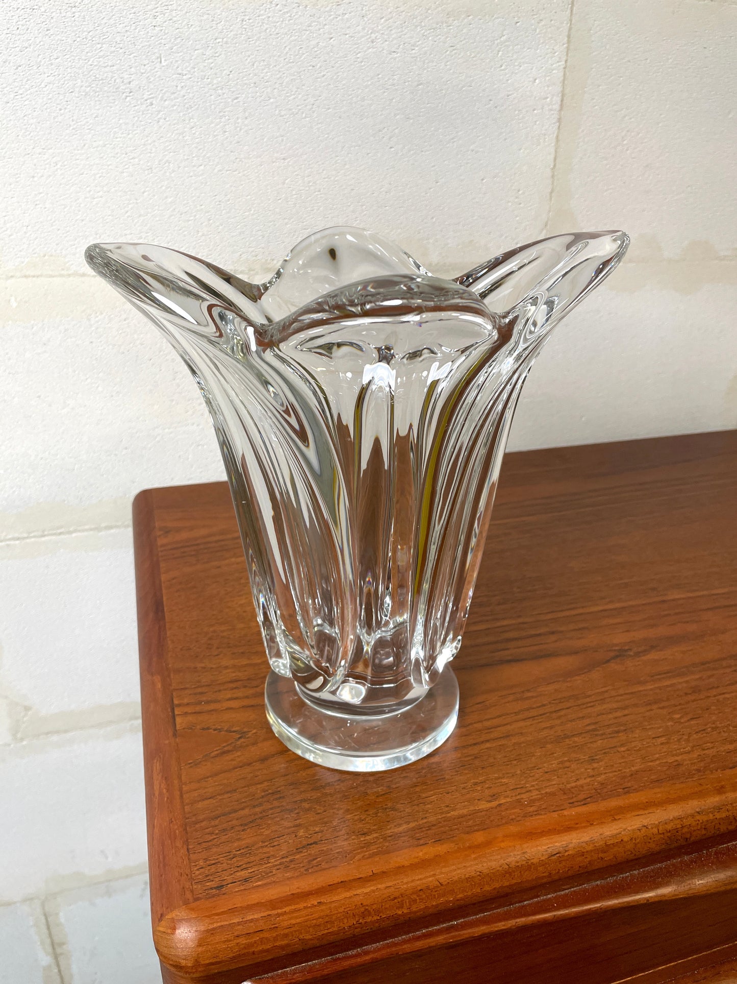 Large Crystal Vase from the Art Vannes crystal factory ⎜ 1950s