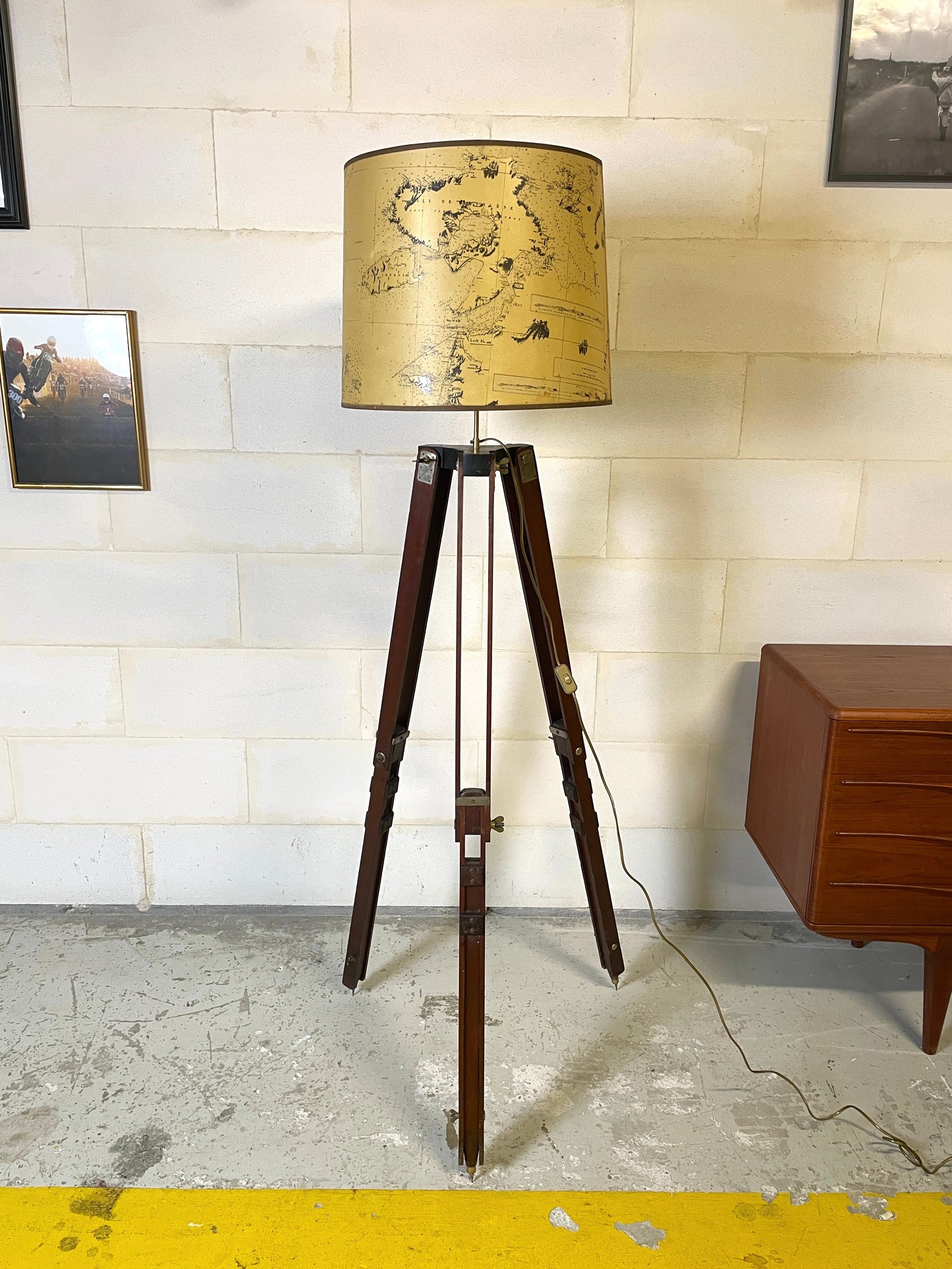 Tripod (early 20th century) transformed into a Colonial Style Floor Lamp