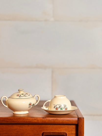 Lot de 11 tasses, soucoupes et 2 sucrier Johnson Brother I Années 70