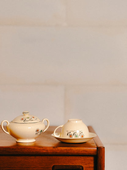 Lot de 11 tasses, soucoupes et 2 sucrier Johnson Brother I Années 70