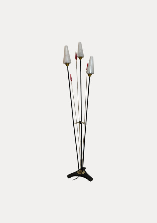 Lampe roseaux vintage à 3 feux I Années 1950-60