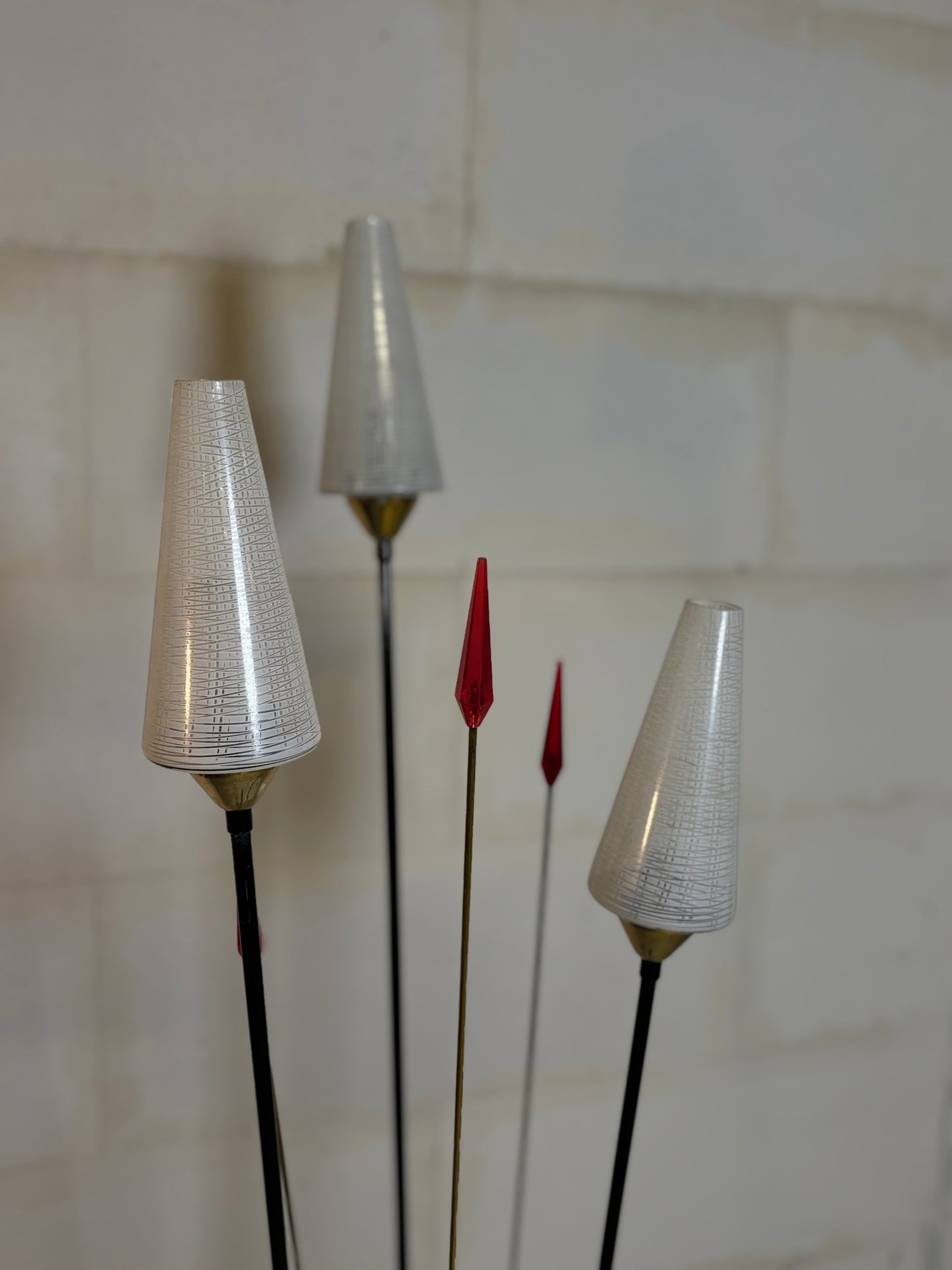 Lampe roseaux vintage à 3 feux I Années 1950-60