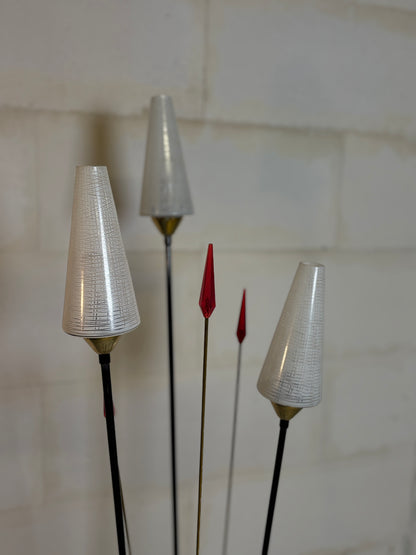 Lampe roseaux vintage à 3 feux I Années 1950-60