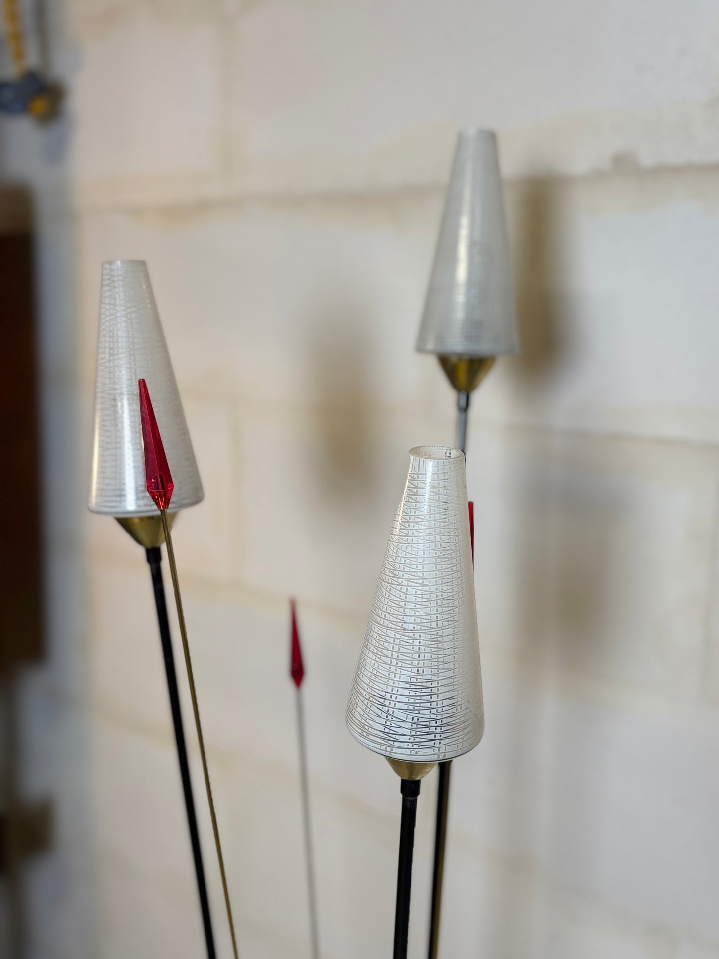 Lampe roseaux vintage à 3 feux I Années 1950-60