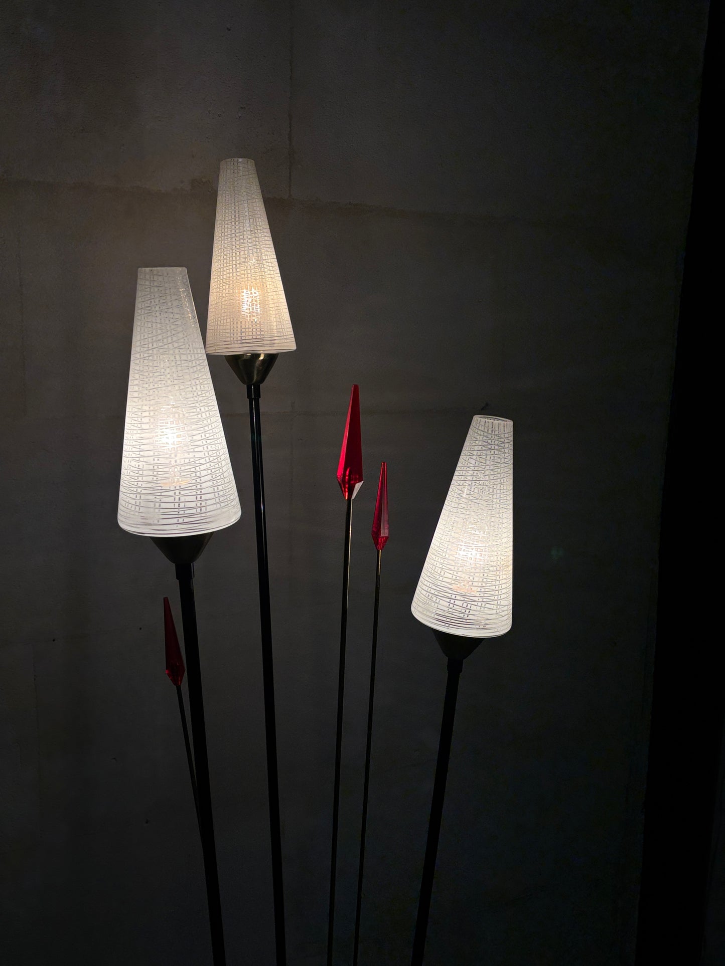Lampe roseaux vintage à 3 feux I Années 1950-60