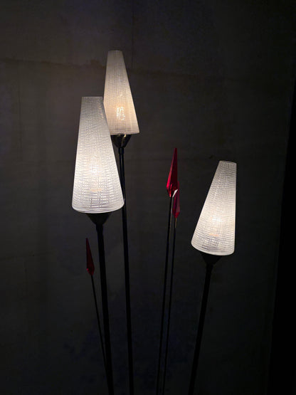 Lampe roseaux vintage à 3 feux I Années 1950-60