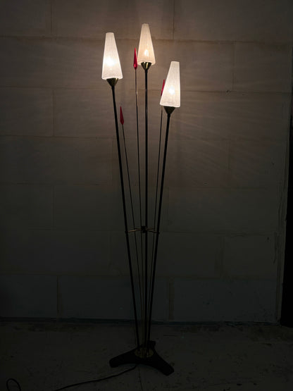Lampe roseaux vintage à 3 feux I Années 1950-60