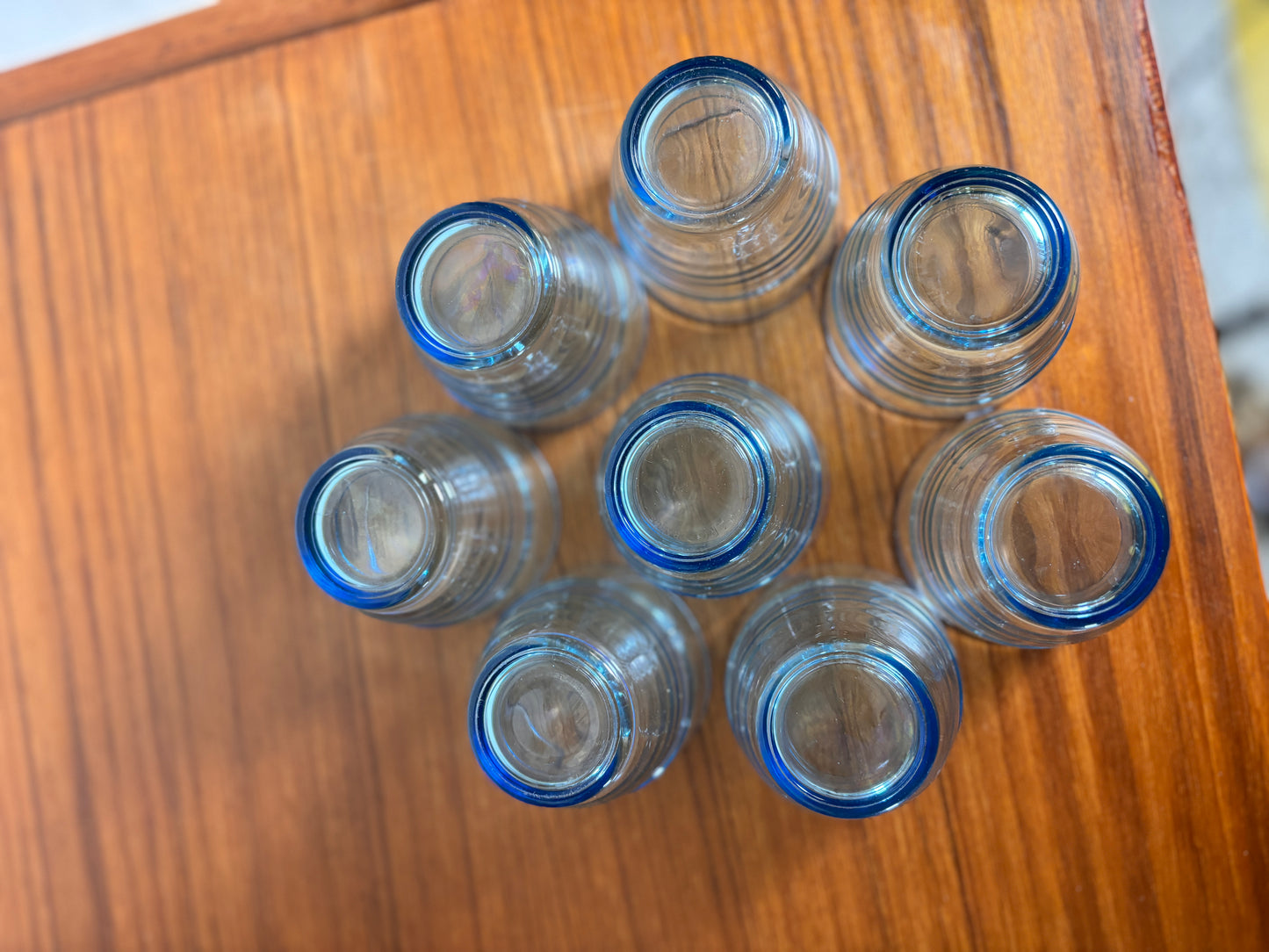 Lot de 8 verres arco France bleu I Années 70