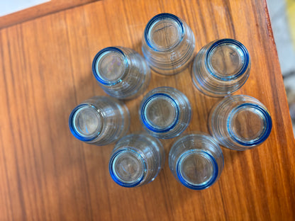 Lot de 8 verres arco France bleu I Années 70