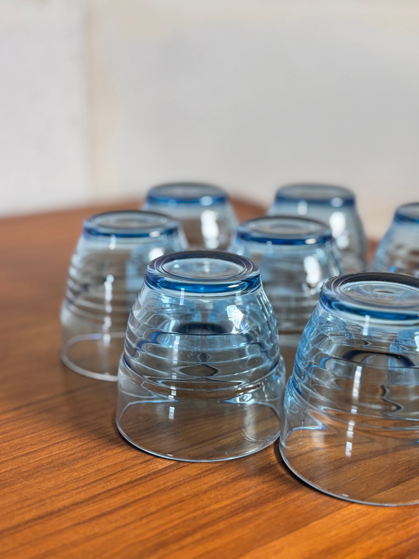 Lot de 8 verres arco France bleu I Années 70