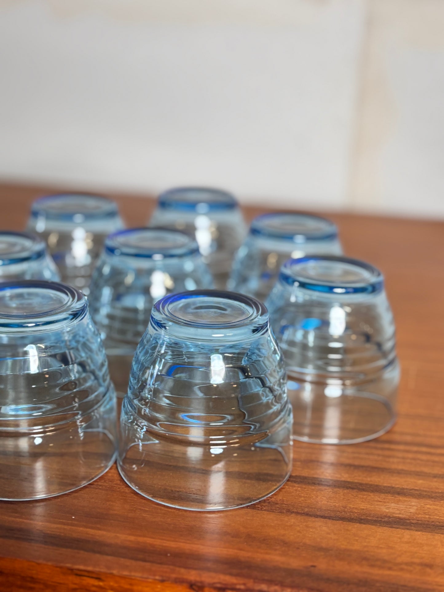 Lot de 8 verres arco France bleu I Années 70