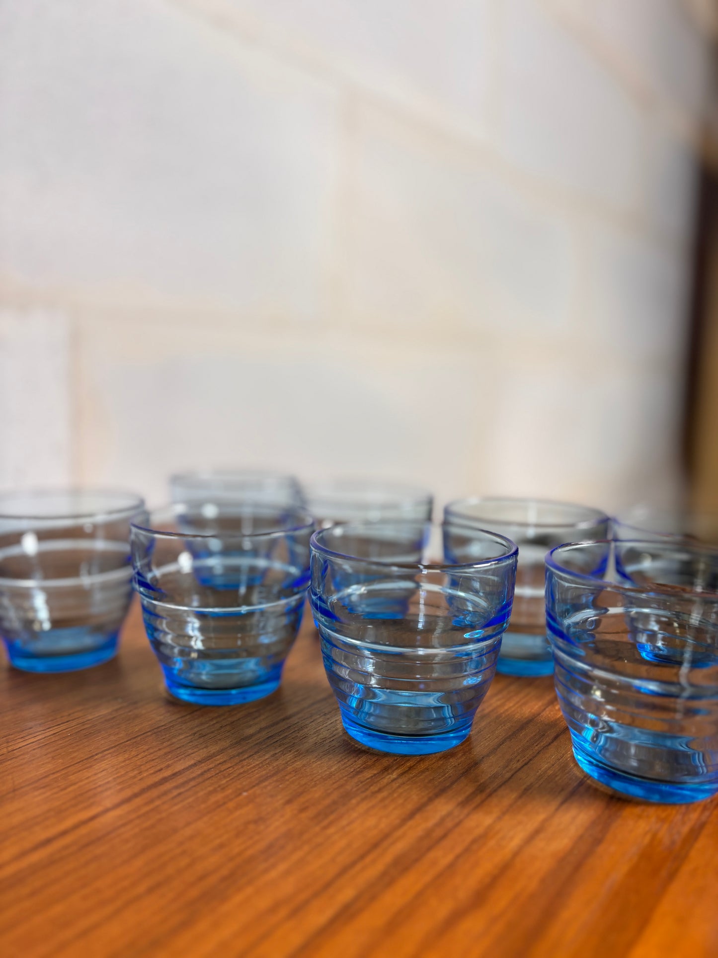 Lot de 8 verres arco France bleu I Années 70